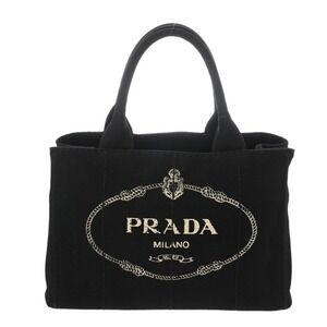 PRADA Canapa Black Canvas Handbag
